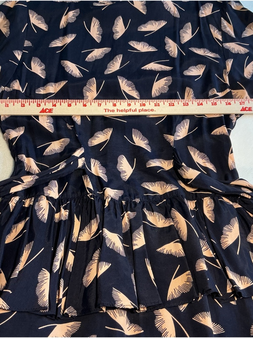 All That Jazz Navy Dress with Blush Feather Print Kentucky derby friendly 7/8 - Picture 4 of 13